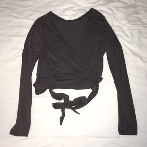Lululemon Grey Crisscross Crop Tie Top
